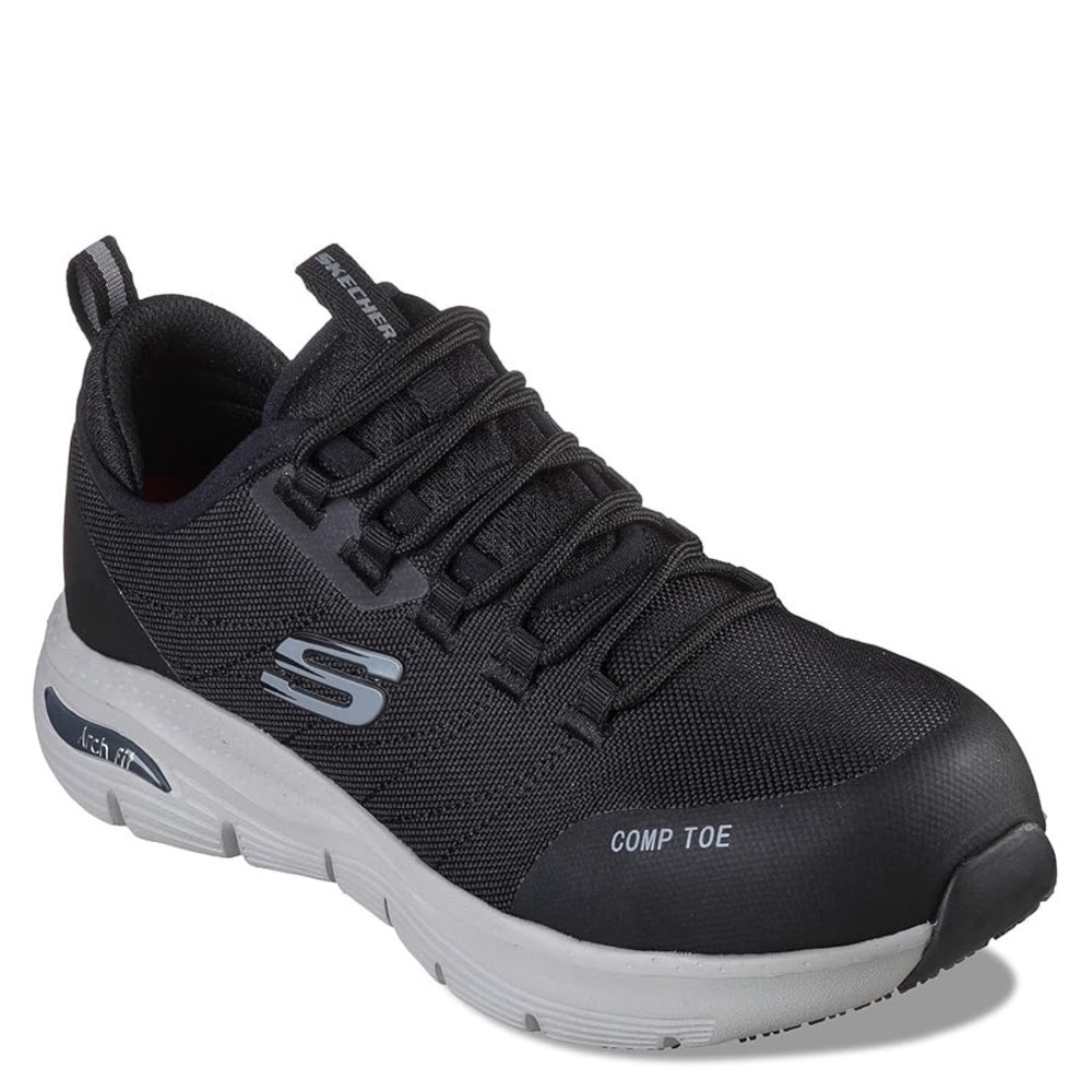 New Skechers Ebinal Work Arch Fit SR Composite Toe Shoes Black Womens Sz 9.5